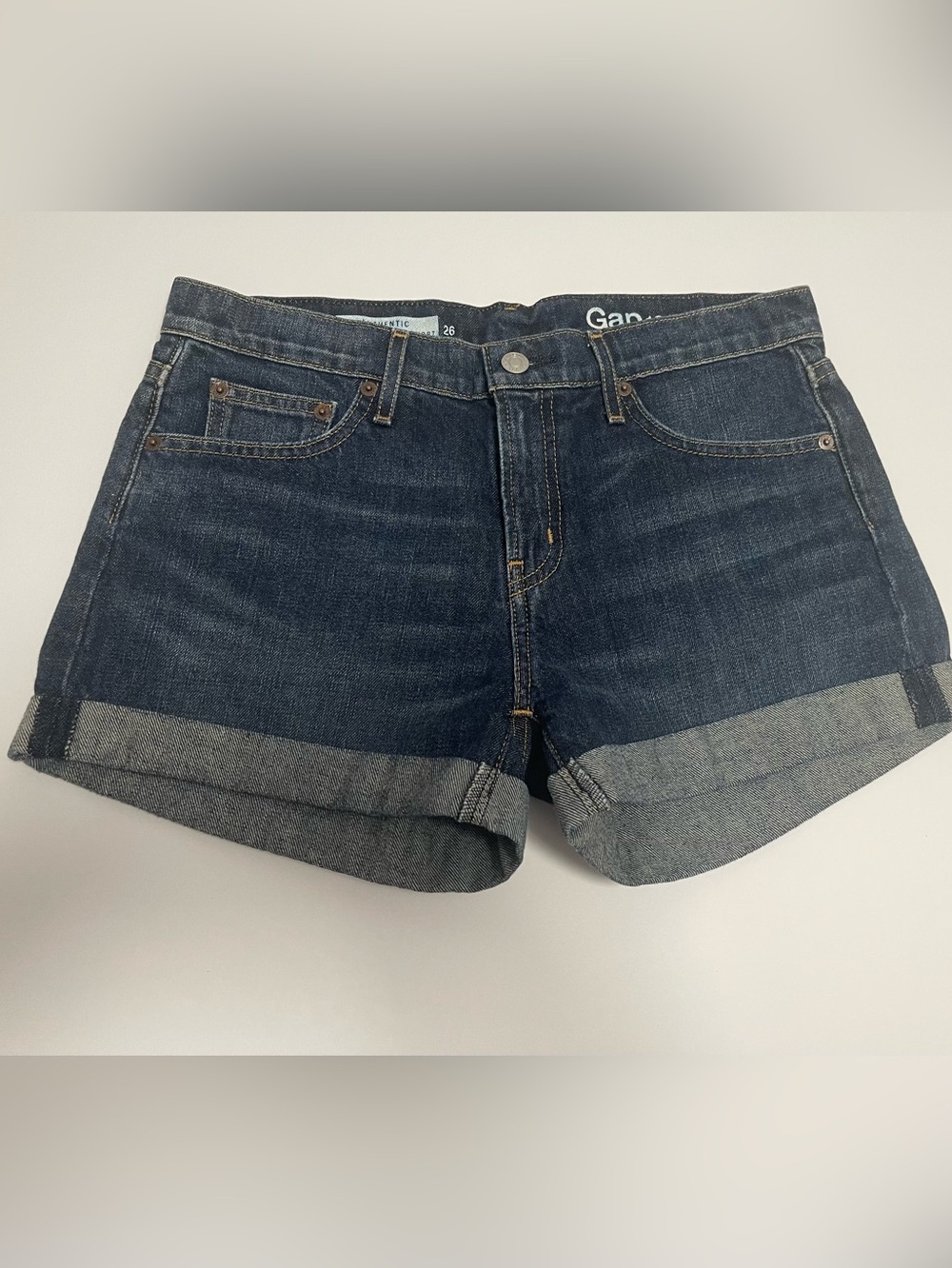 GAP Women's Dark Indigo Rolled Cuff Denim Shorts
